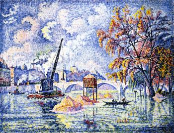 (image for) Handmade oil painting Copy paintings of famous artists Paul Signac paintings, Flood at the Pont Royal